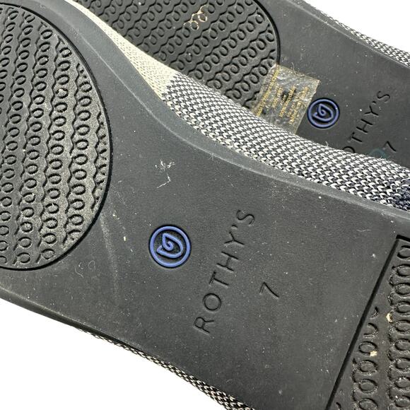 Rothy's The Flat Captoe Black‎ White Plaid Check Retired Ballerina Size 7 - Picture 13 of 14